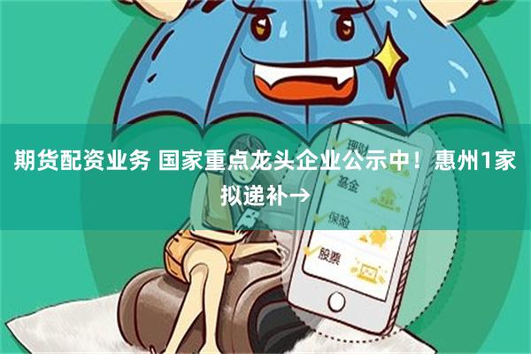 期货配资业务 国家重点龙头企业公示中！惠州1家拟递补→