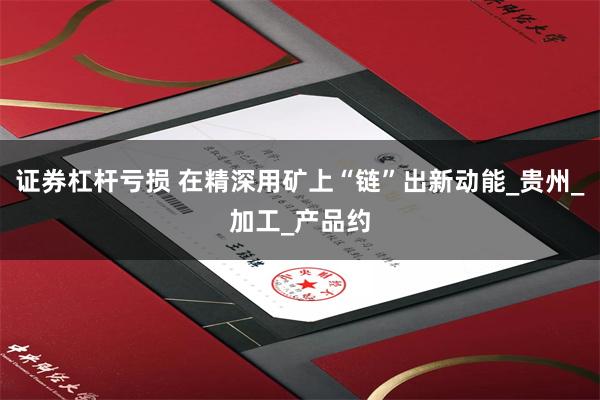 证券杠杆亏损 在精深用矿上“链”出新动能_贵州_加工_产品约