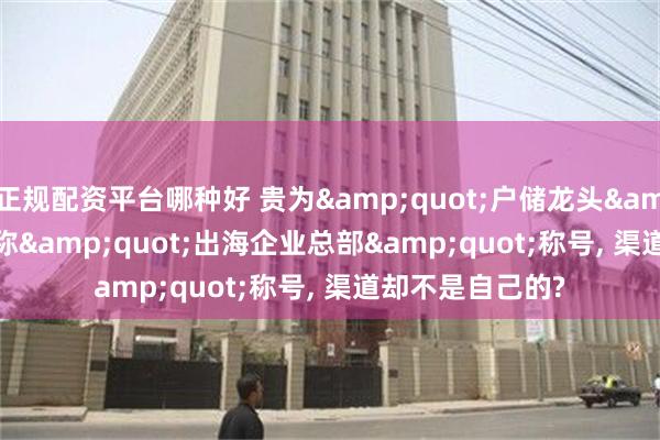 正规配资平台哪种好 贵为&quot;户储龙头&quot;, 还获称&quot;出海企业总部&quot;称号, 渠道却不是自己的?